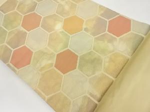 引箔亀甲模様織出し名古屋帯